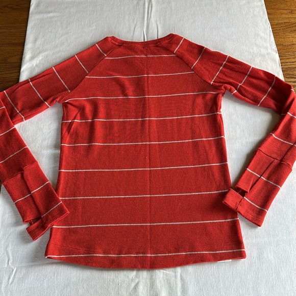 oiselle Wazzie Wool Orange Striped Sweater 6 - Picture 3 of 7